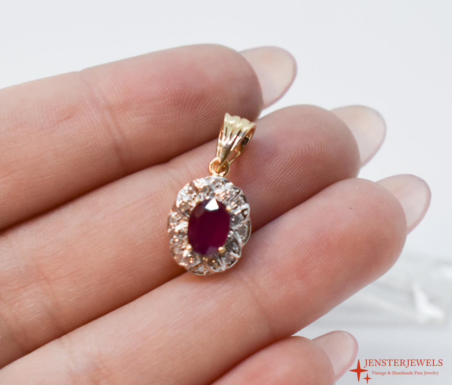 Vintage 14k Yellow Gold Ruby & Diamond Pendant – STS