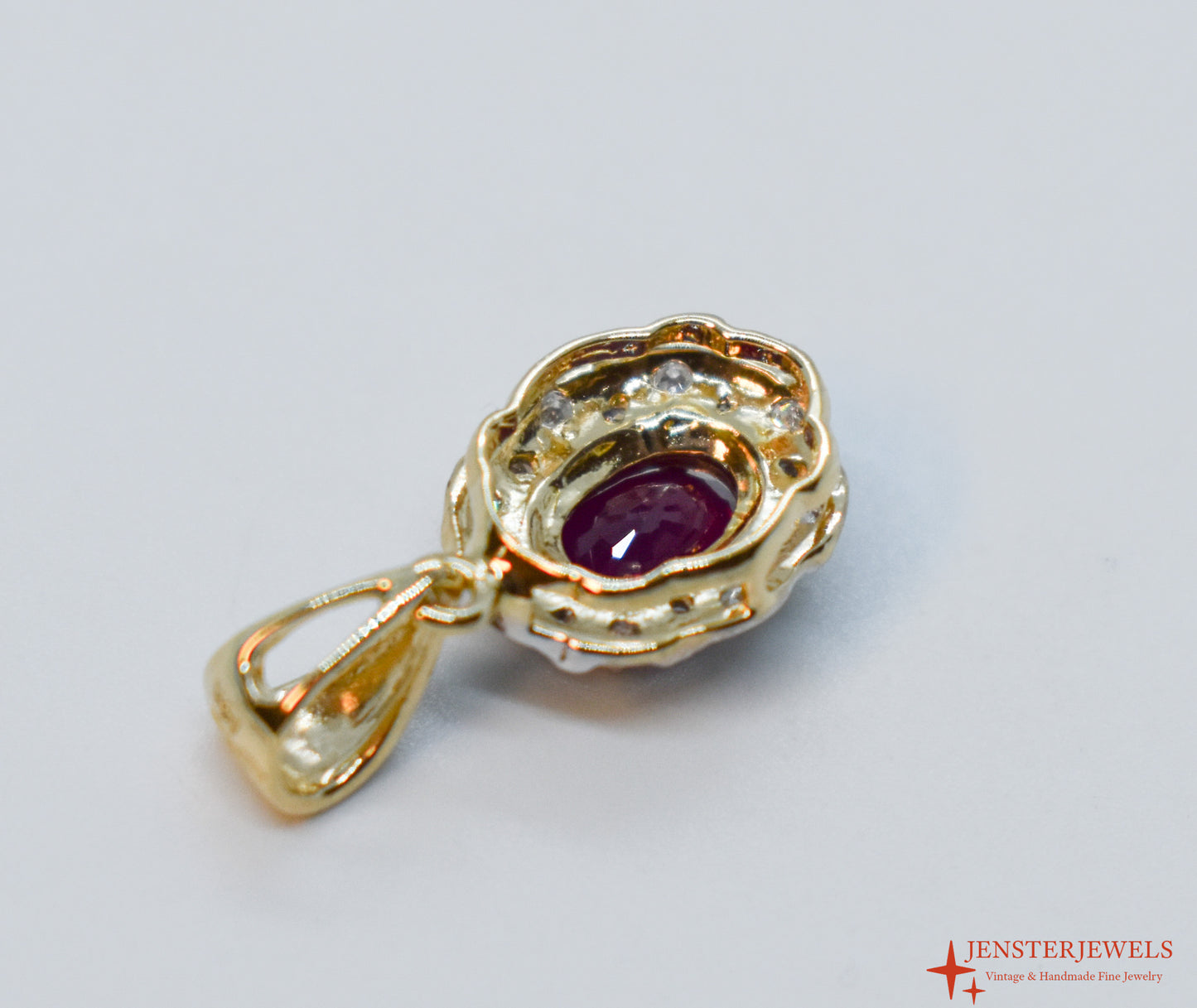 Vintage 14k Yellow Gold Ruby & Diamond Pendant – STS