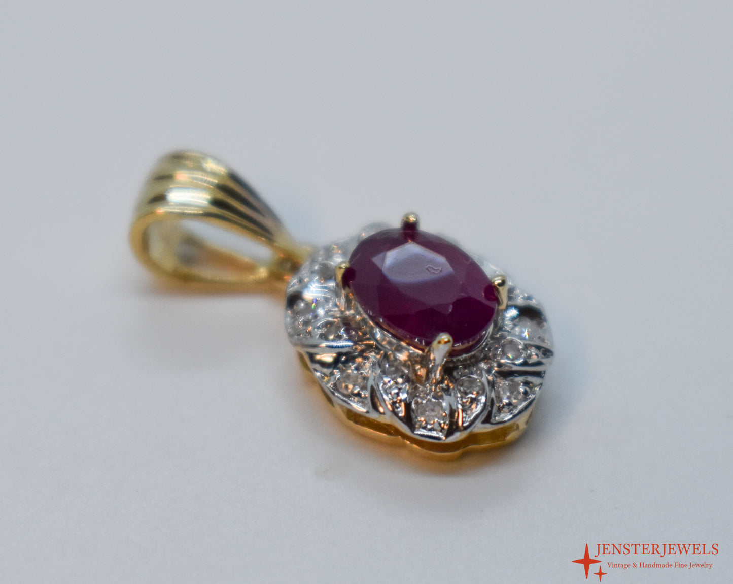Vintage 14k Yellow Gold Ruby & Diamond Pendant – STS