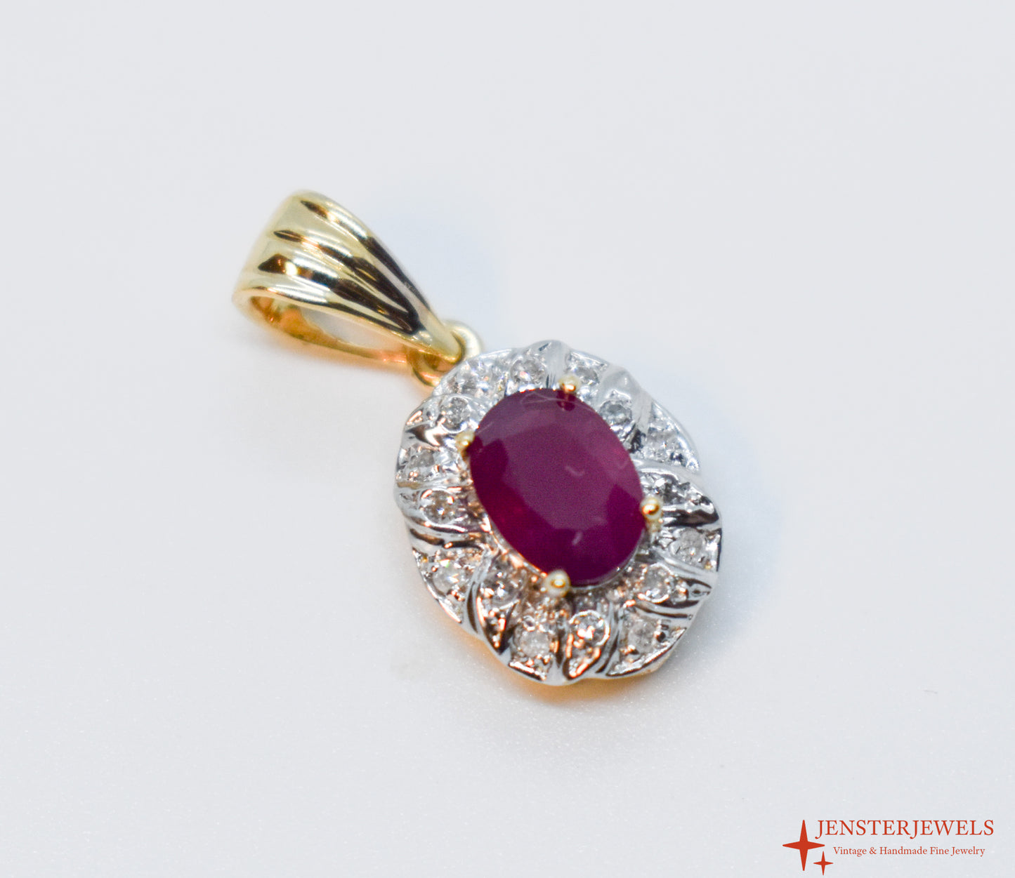 Vintage 14k Yellow Gold Ruby & Diamond Pendant – STS