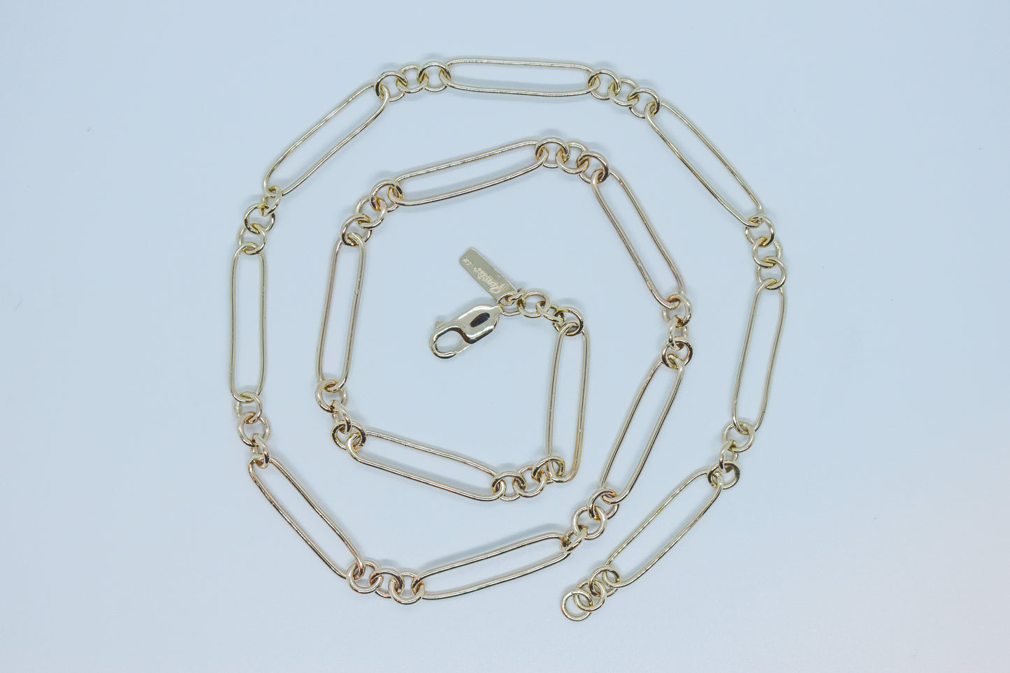 Handmade 14k Yellow Gold Trombone Chain Necklace 20"