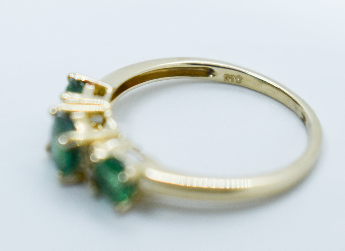 Vintage 14k Yellow Gold Emerald & Diamond Ring Size 7