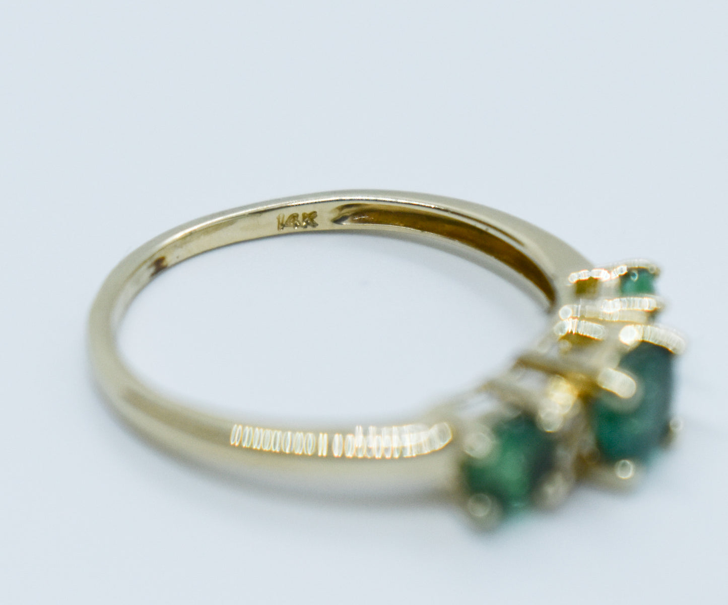 Vintage 14k Yellow Gold Emerald & Diamond Ring Size 7