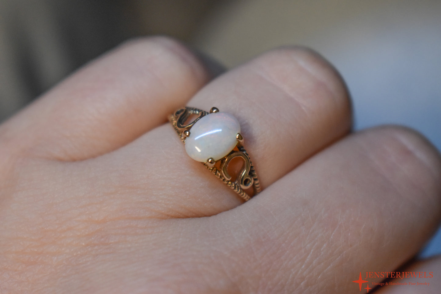 Vintage 10k Yellow Gold Natural Opal Ring Size 5 3/4