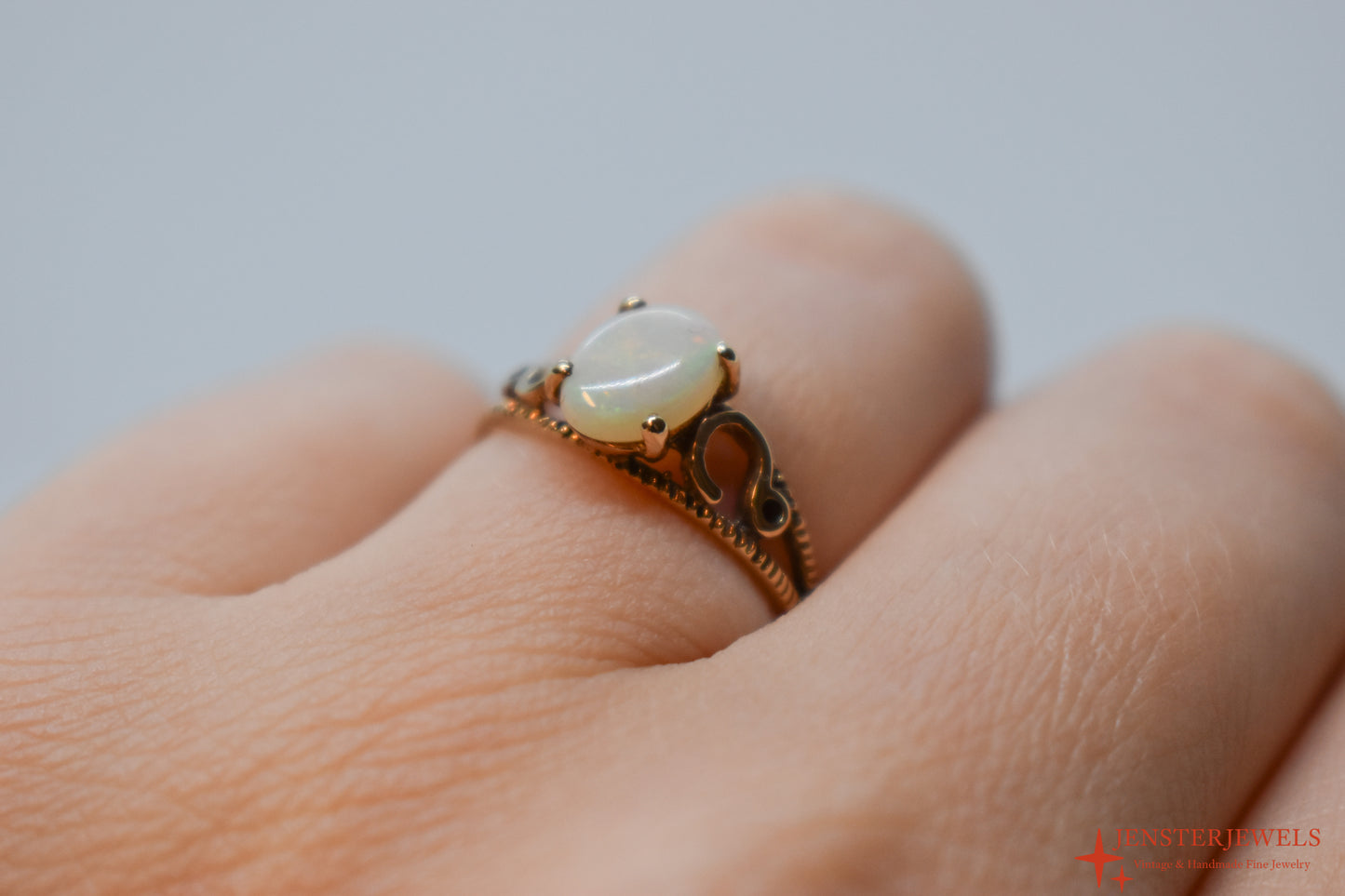 Vintage 10k Yellow Gold Natural Opal Ring Size 5 3/4