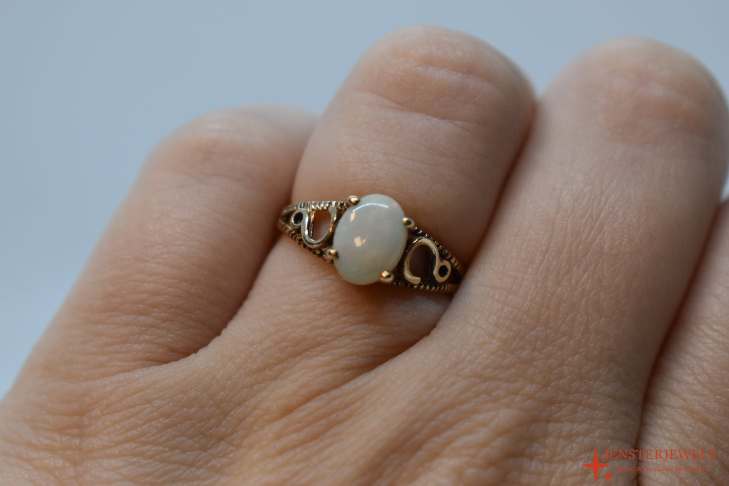 Vintage 10k Yellow Gold Natural Opal Ring Size 5 3/4