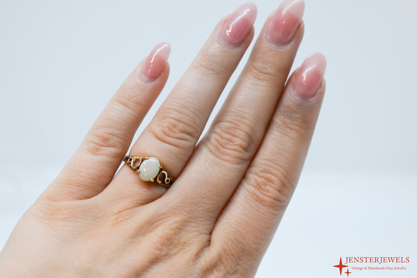 Vintage 10k Yellow Gold Natural Opal Ring Size 5 3/4