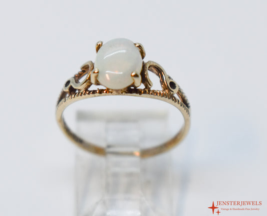 Vintage 10k Yellow Gold Natural Opal Ring Size 5 3/4