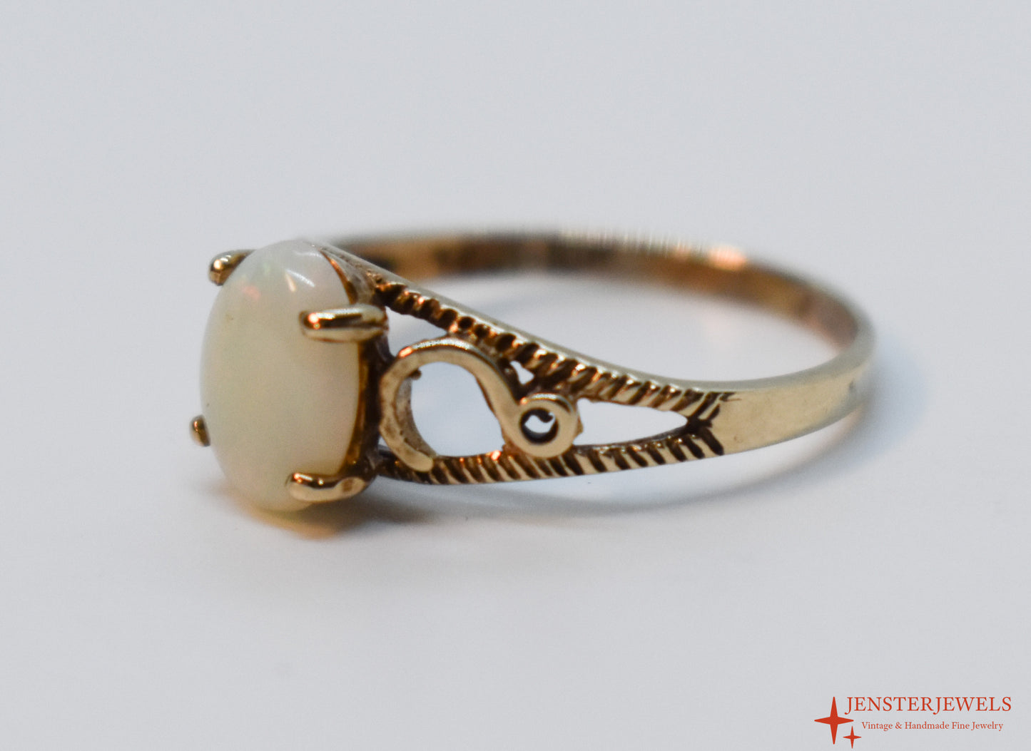 Vintage 10k Yellow Gold Natural Opal Ring Size 5 3/4