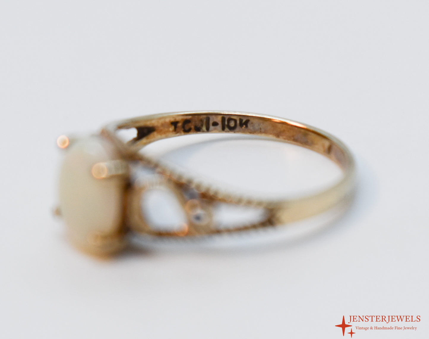 Vintage 10k Yellow Gold Natural Opal Ring Size 5 3/4