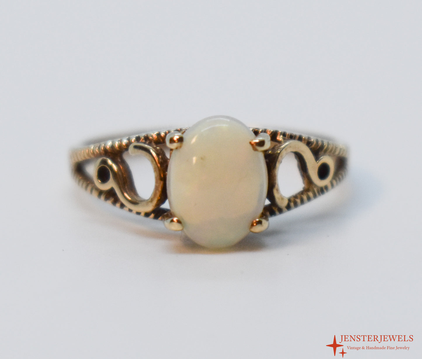 Vintage 10k Yellow Gold Natural Opal Ring Size 5 3/4