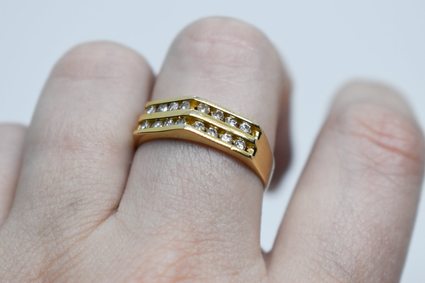 Vintage 14k Yellow Gold Diamond Men’s Band Size 10 1/2