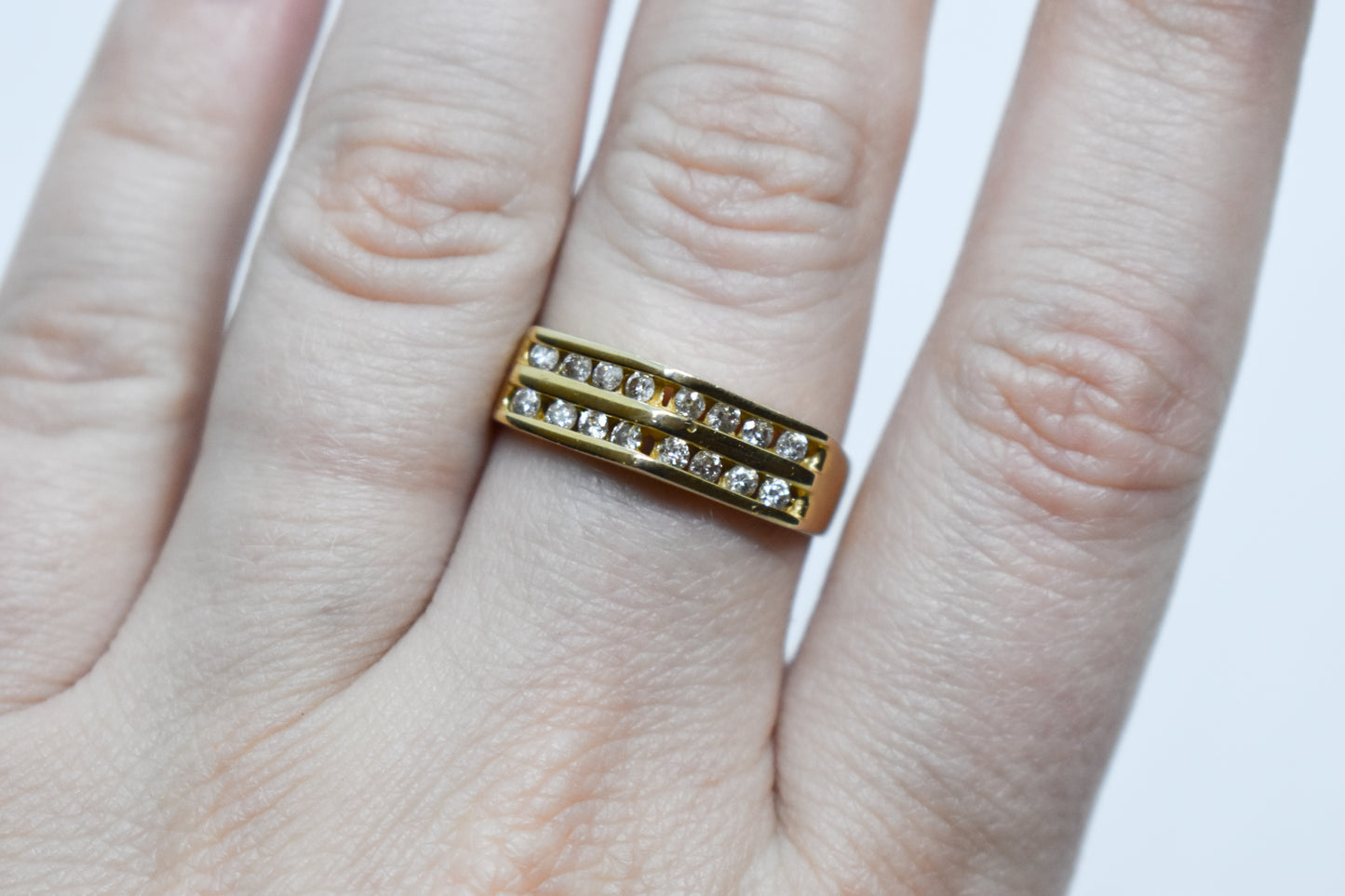 Vintage 14k Yellow Gold Diamond Men’s Band Size 10 1/2