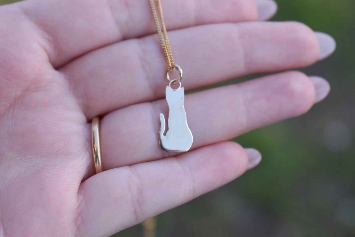 Handmade 14k Yellow Gold Cat Pendant | Roy