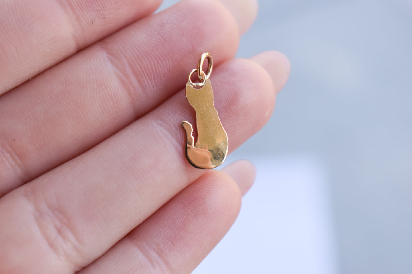 Handmade 14k Yellow Gold Cat Pendant | Jasper