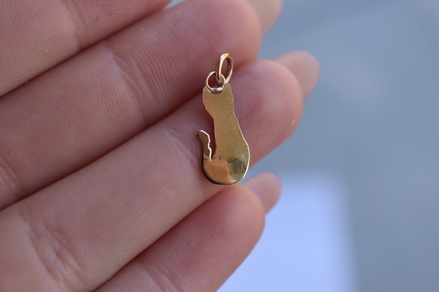 Handmade 14k Yellow Gold Cat Pendant | Jasper