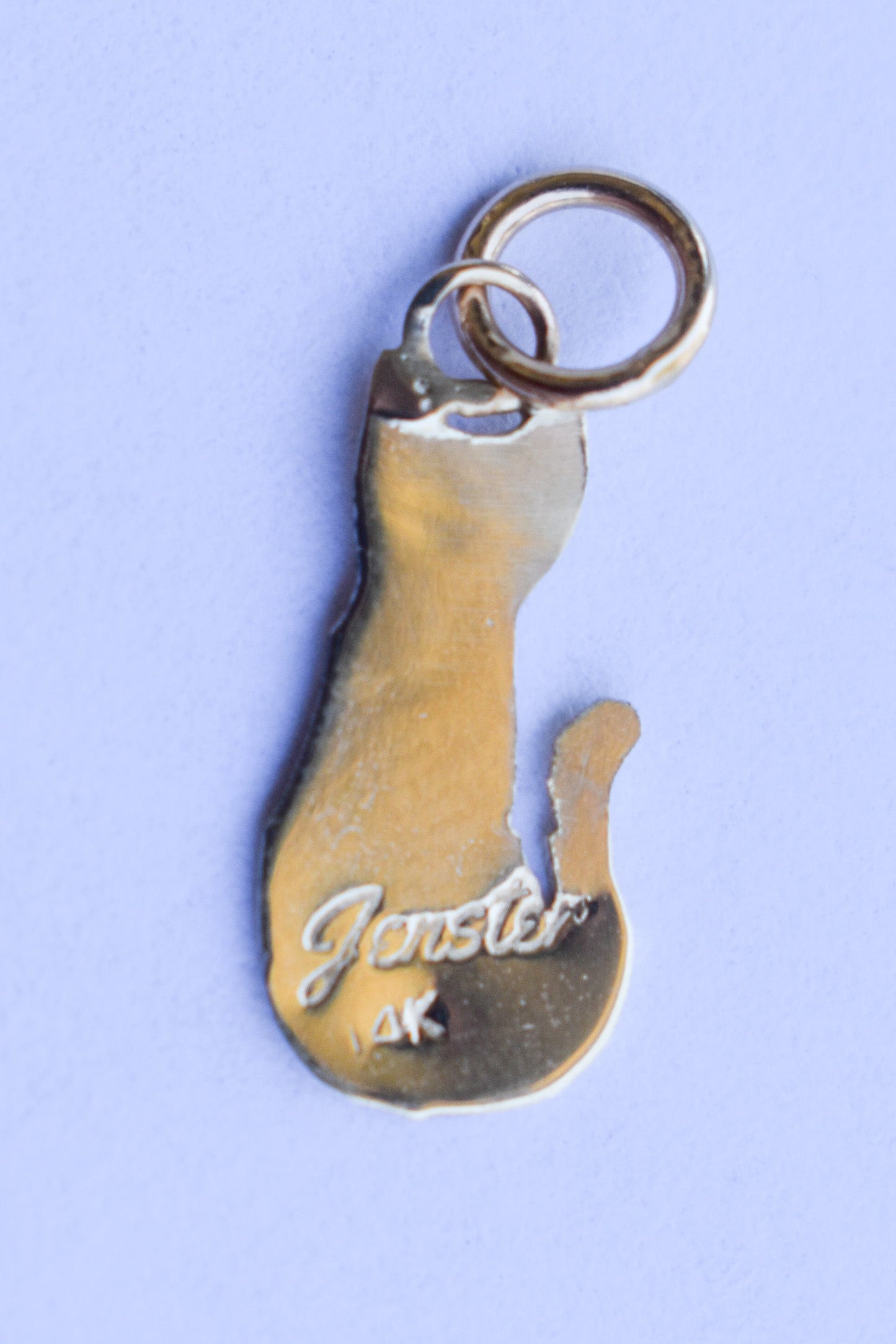 Handmade 14k Yellow Gold Cat Pendant | Jasper