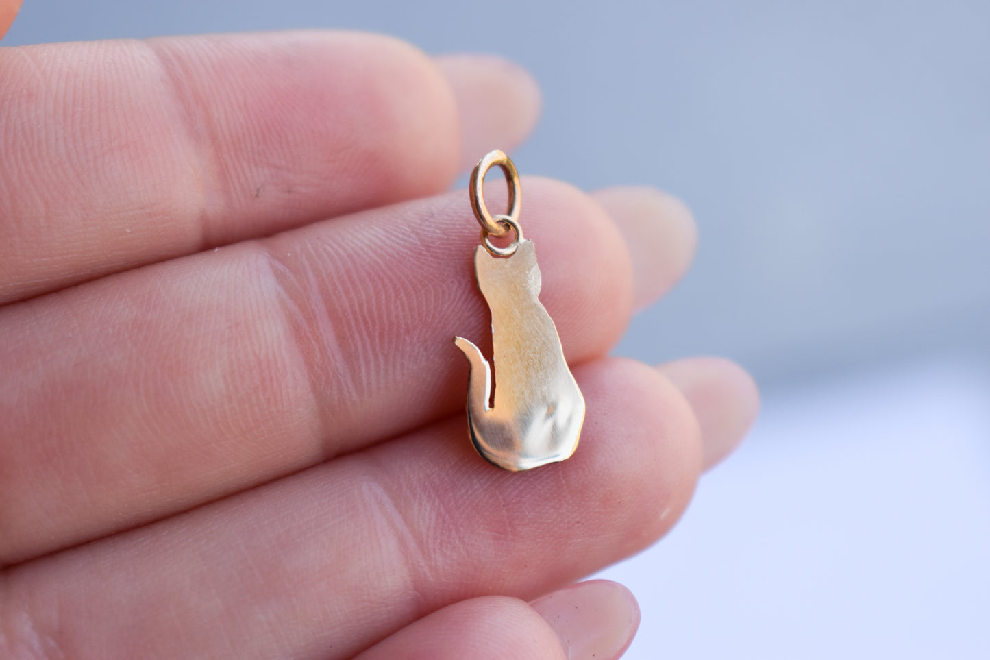Handmade 14k Yellow Gold Cat Pendant | Milo