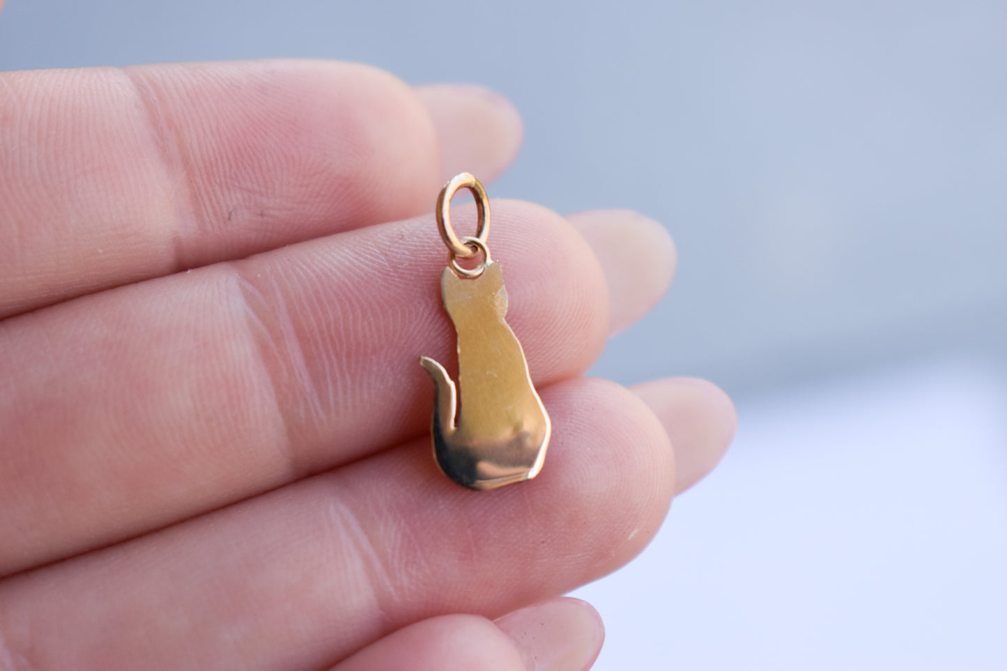 Handmade 14k Yellow Gold Cat Pendant | Milo