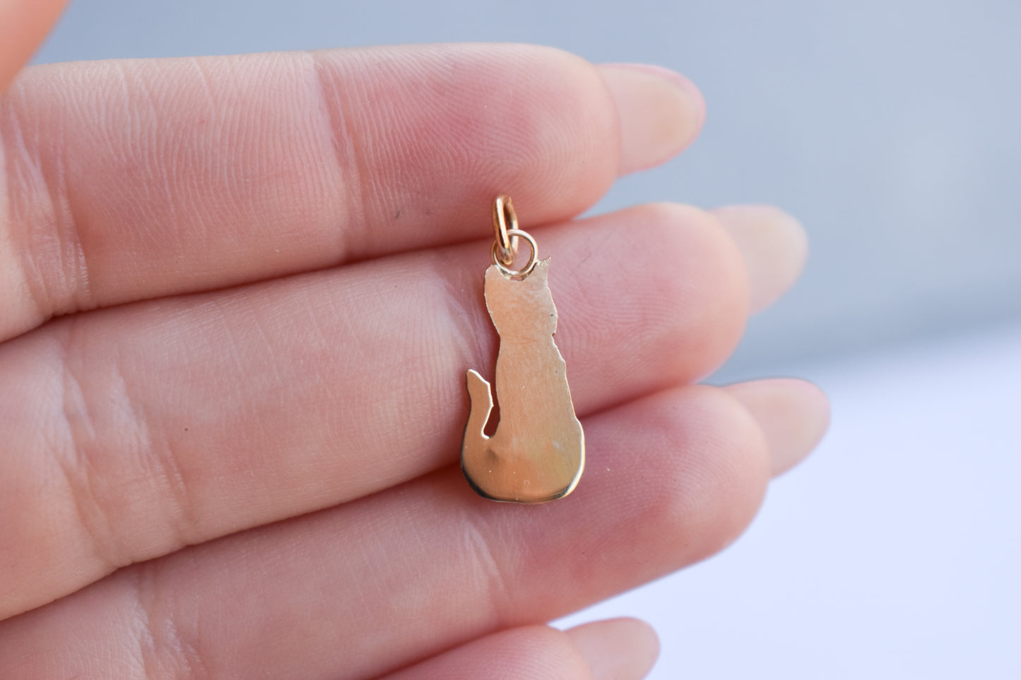 Handmade 14k Yellow Gold Cat Pendant | Momo
