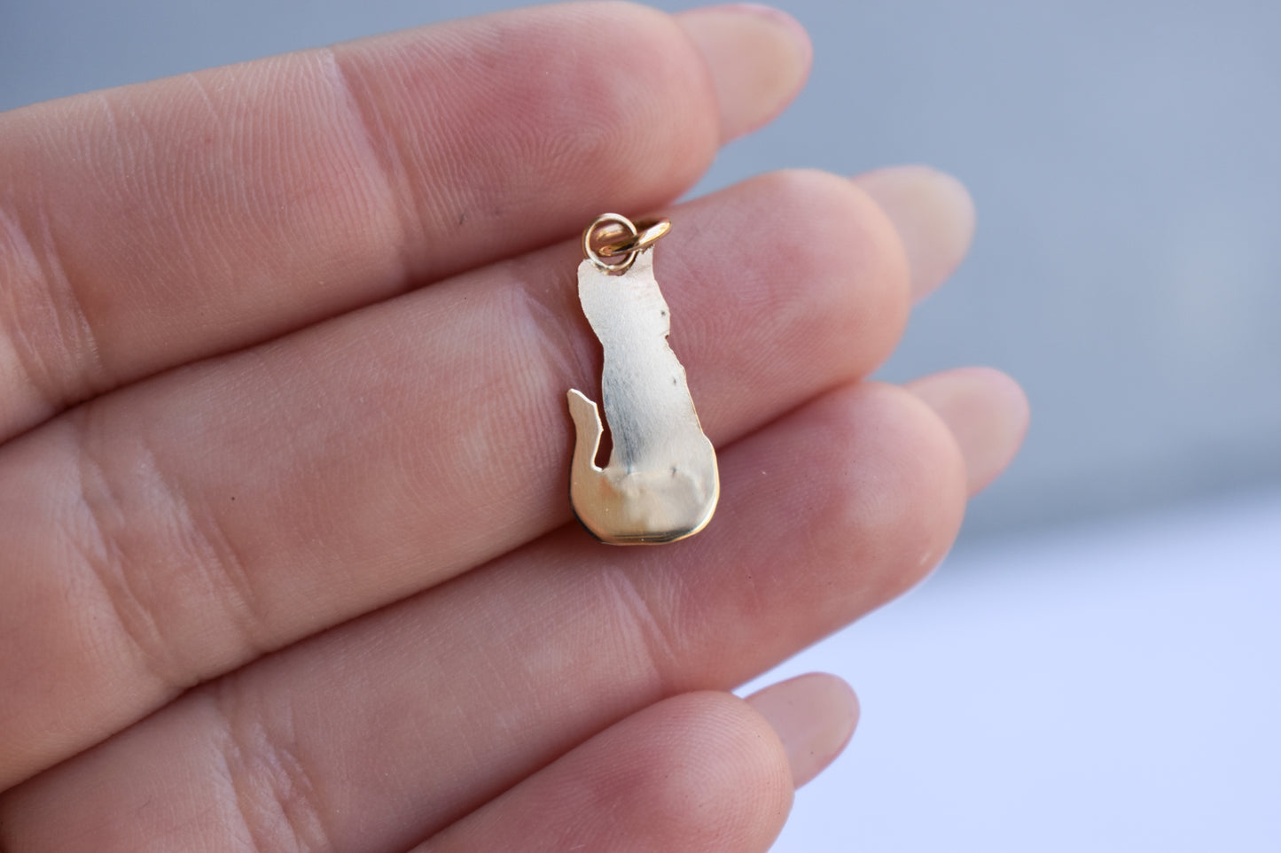 Handmade 14k Yellow Gold Cat Pendant | Momo