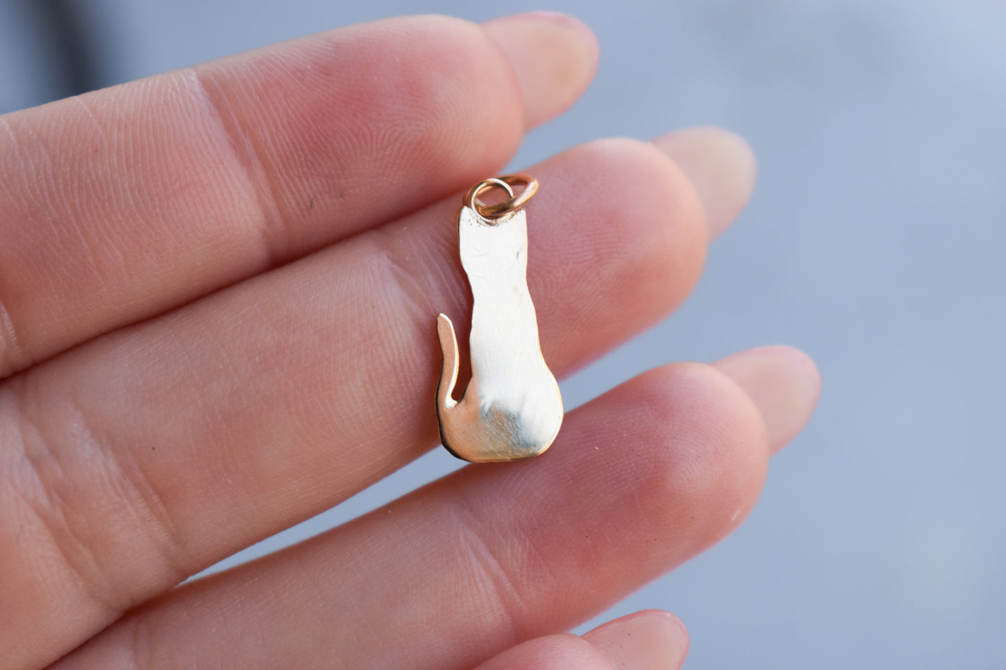 Handmade 14k Yellow Gold Cat Pendant | Roy
