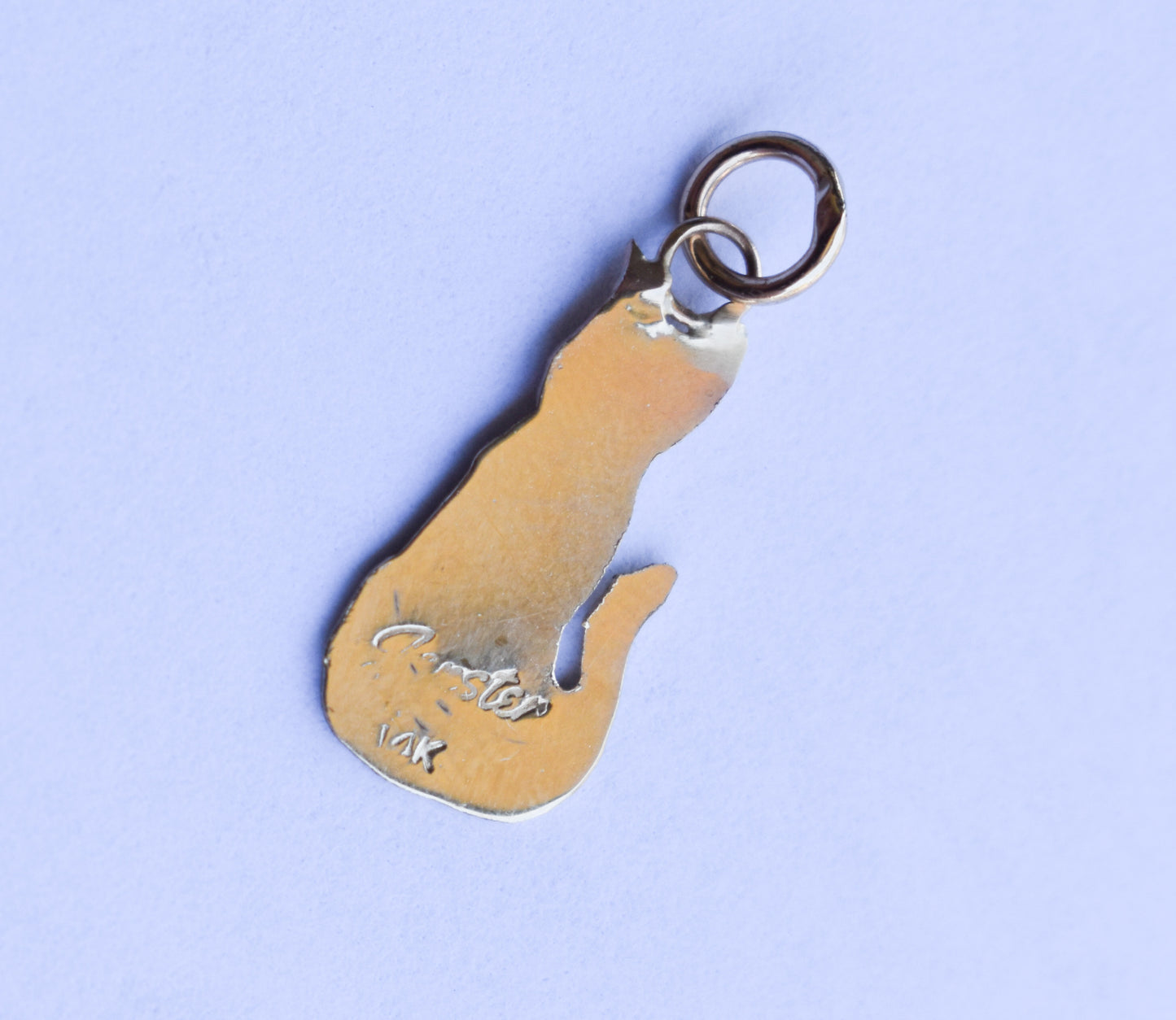 Handmade 14k Yellow Gold Cat Pendant | Momo