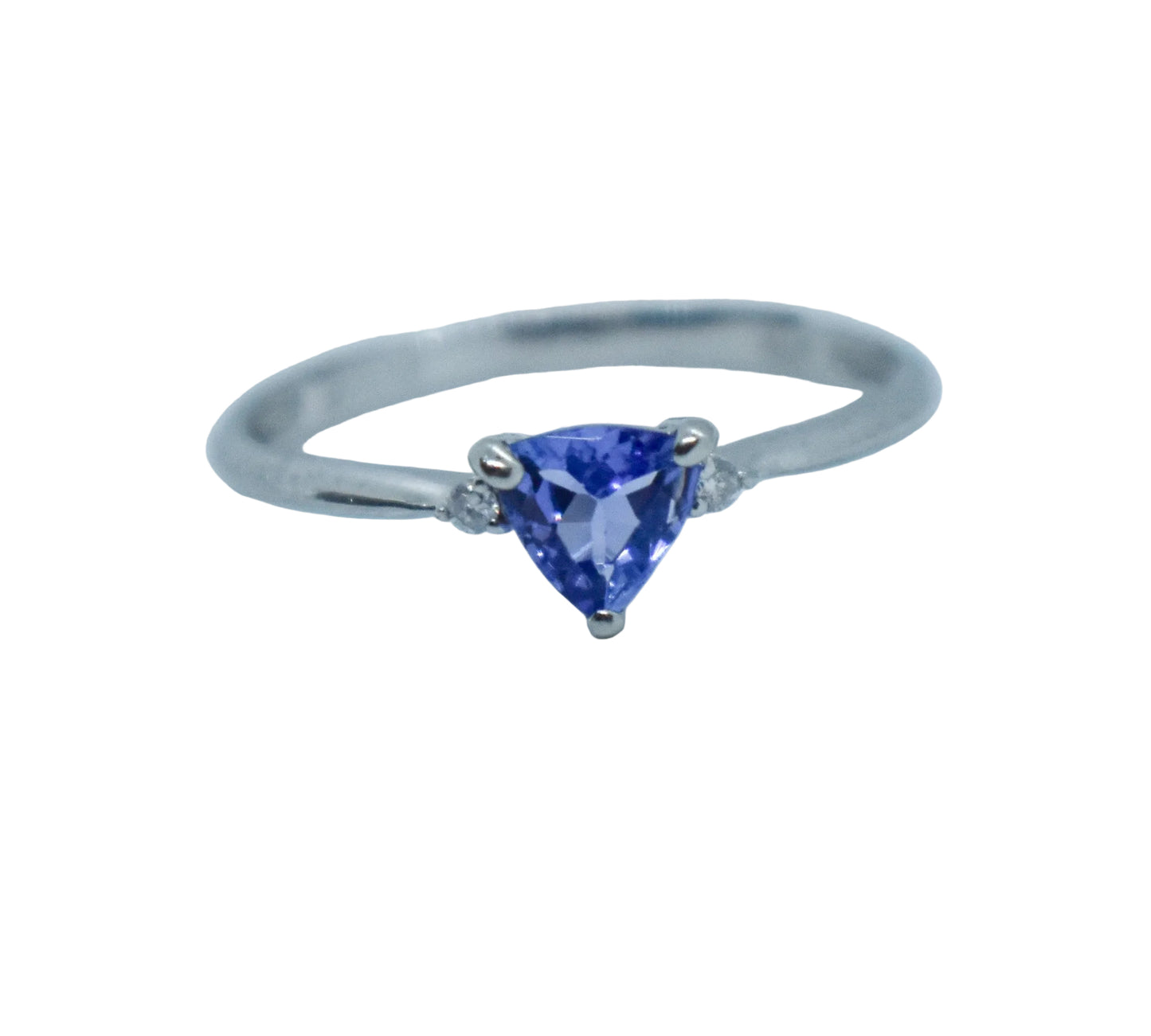 Vintage Platinum Trillion Tanzanite & Diamond Ring Size 7