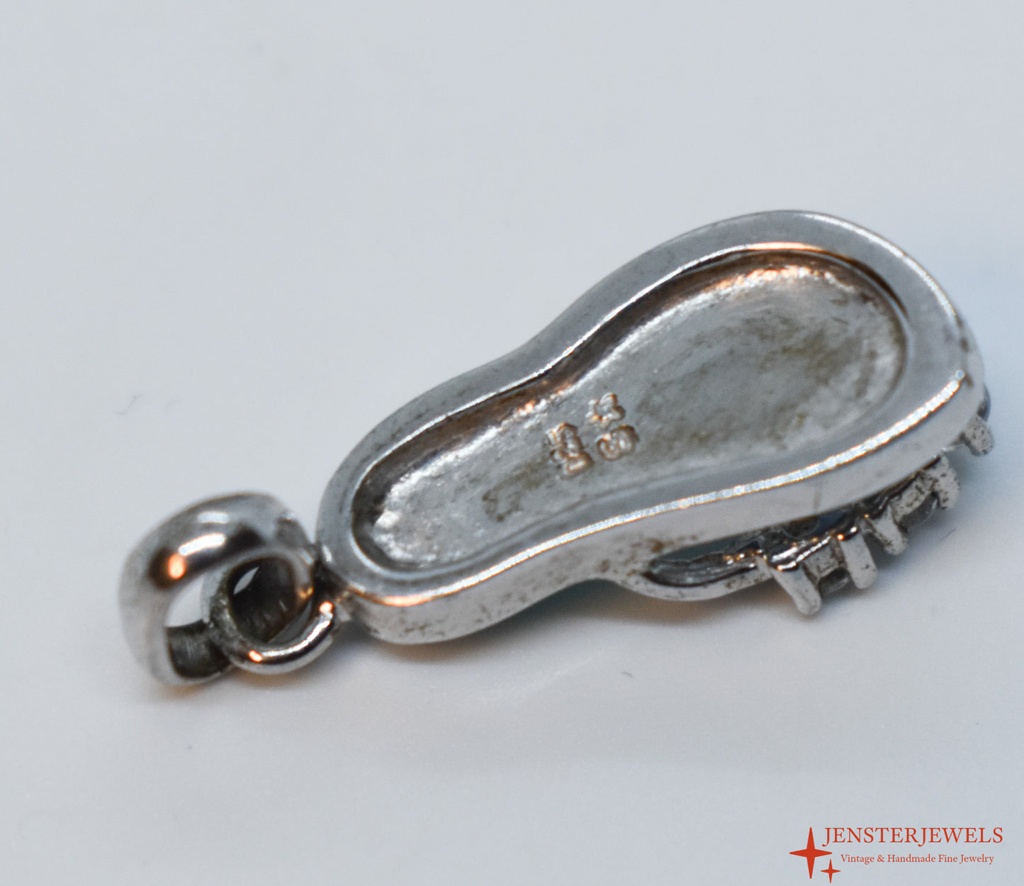 Vintage Sterling Silver CZ & Opal Inlay Flip Flop Pendant