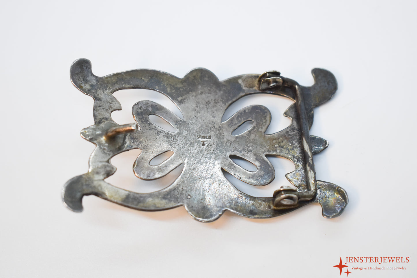 Vintage Native American Navajo Sterling Silver Turquoise Belt Buckle