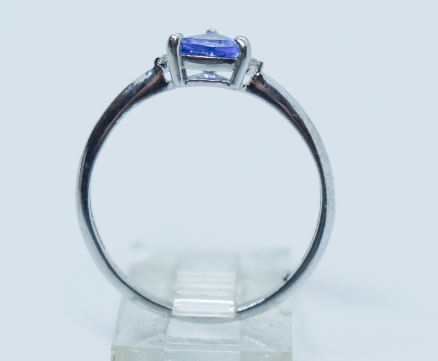 Vintage Platinum Trillion Tanzanite & Diamond Ring Size 7