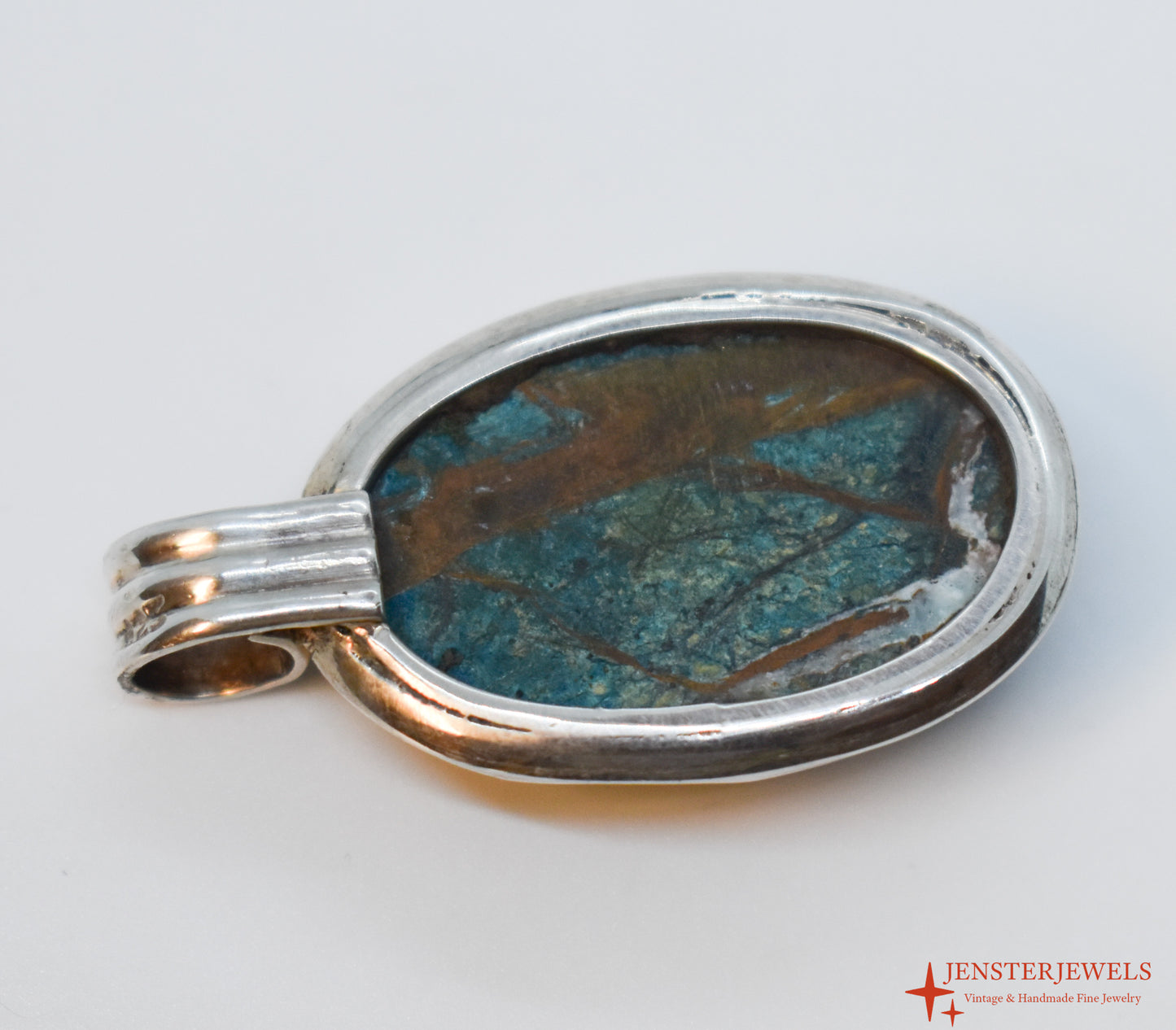Vintage Sterling Silver Large Agate Pendant