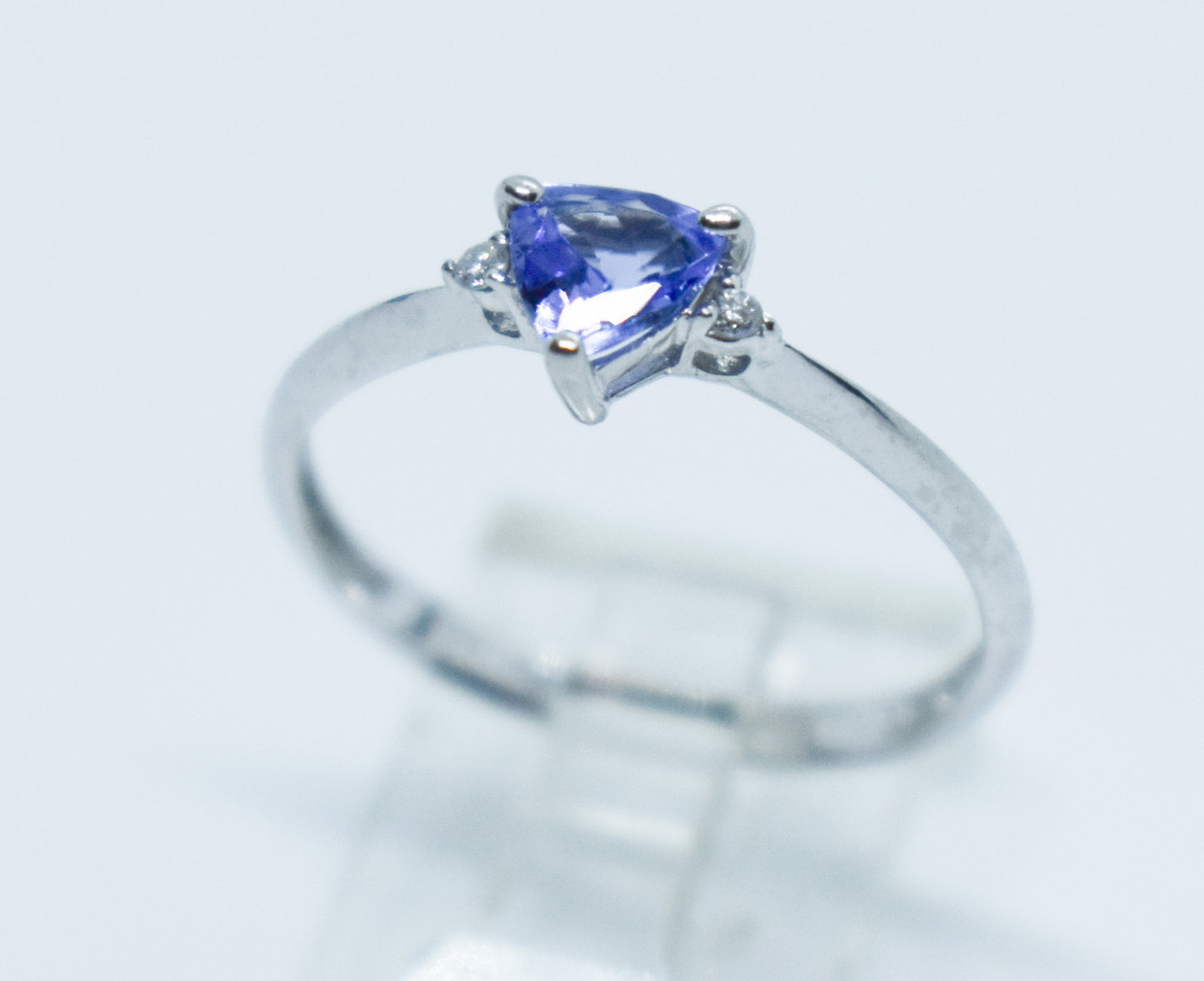 Vintage Platinum Trillion Tanzanite & Diamond Ring Size 7