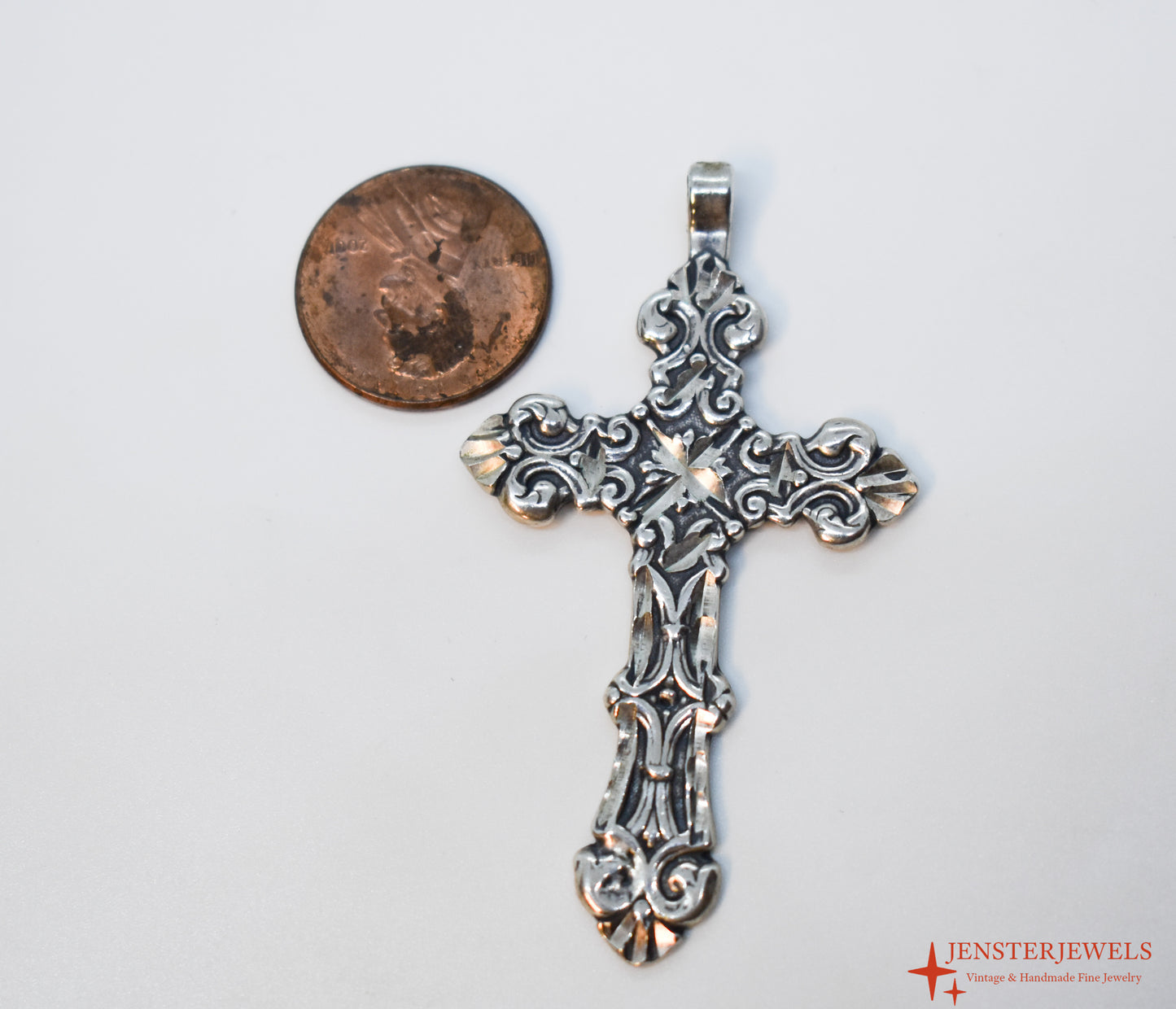 Vintage Sterling Silver Filigree Cross Pendant