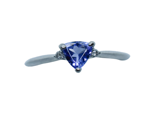 Vintage Platinum Trillion Tanzanite & Diamond Ring Size 7