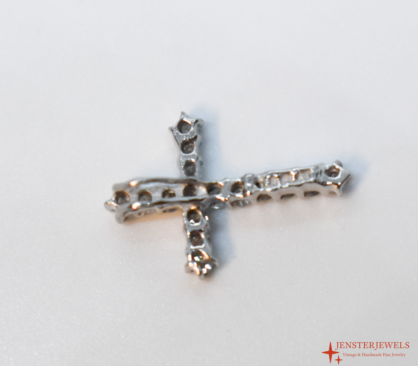 Vintage Platinum Diamond Cross Pendant