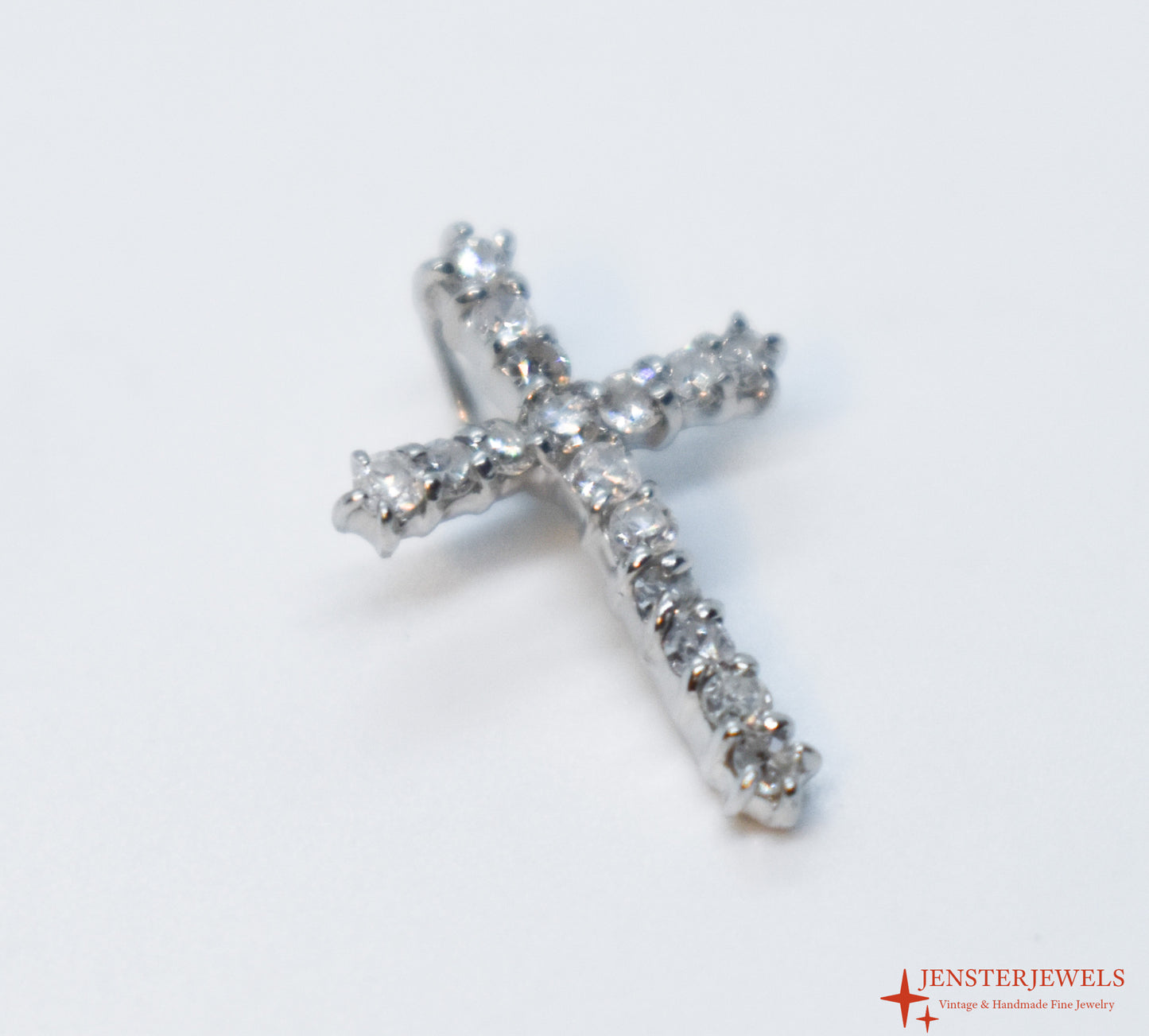 Vintage Platinum Diamond Cross Pendant