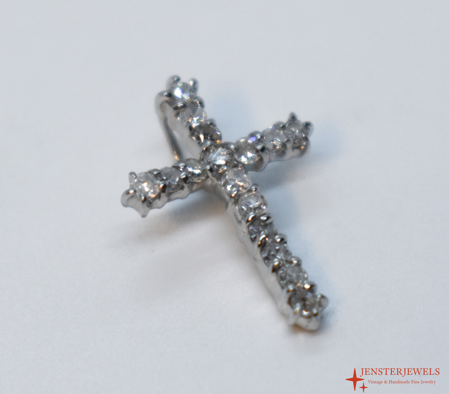 Vintage Platinum Diamond Cross Pendant