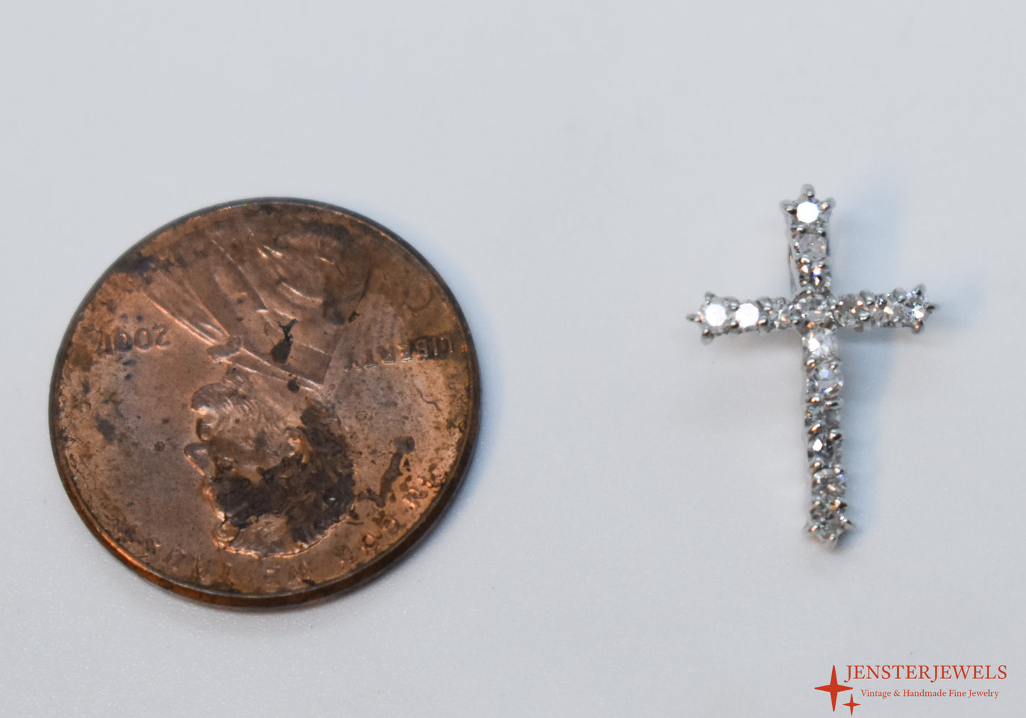 Vintage Platinum Diamond Cross Pendant