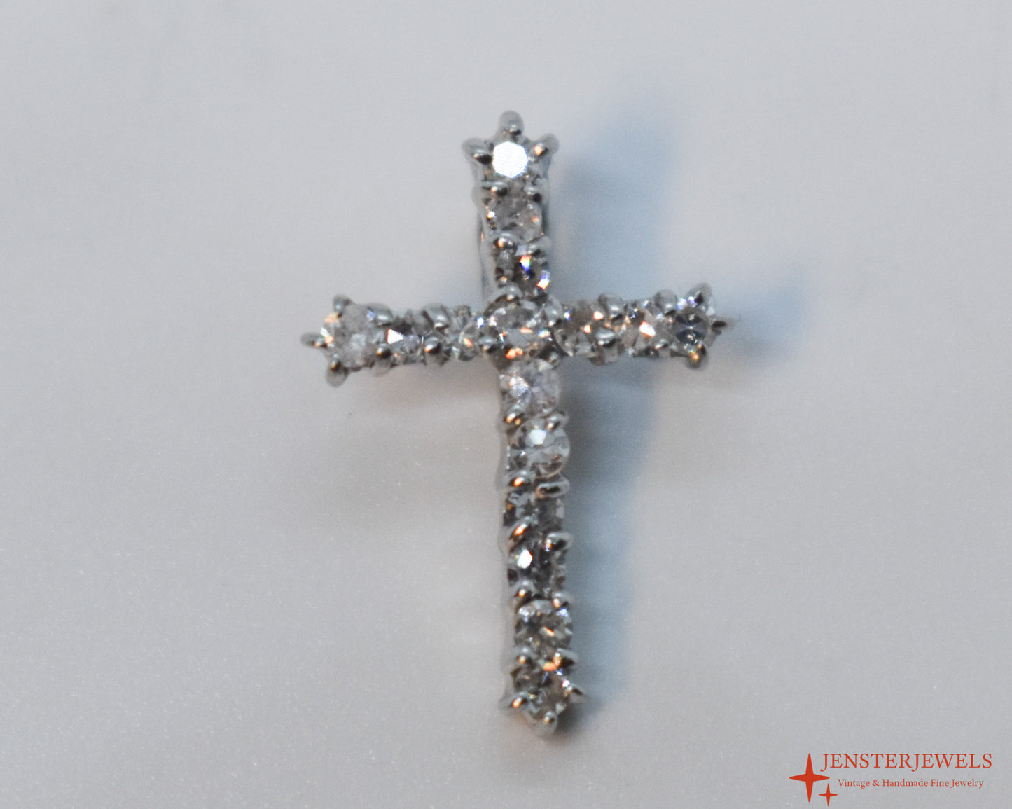 Vintage Platinum Diamond Cross Pendant