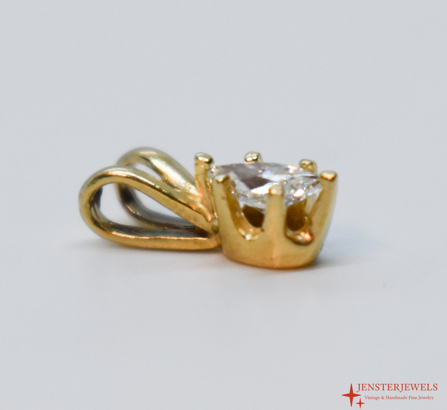 Vintage 14k Yellow Gold Marquise Diamond Pendant