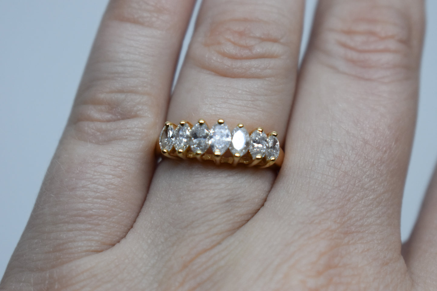 Vintage 14k Yellow Gold Marquise Diamond Band Size 5 3/4