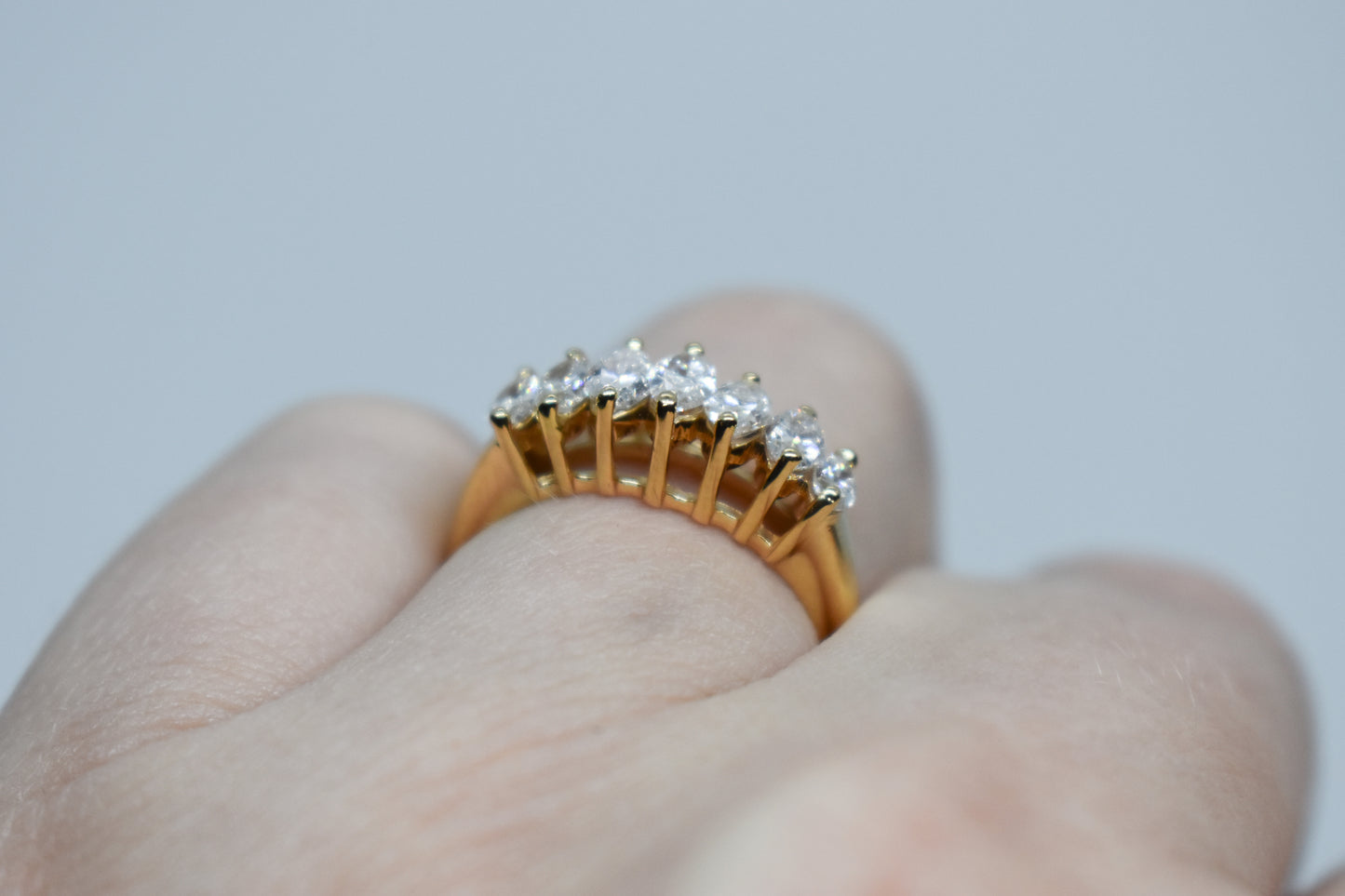 Vintage 14k Yellow Gold Marquise Diamond Band Size 5 3/4