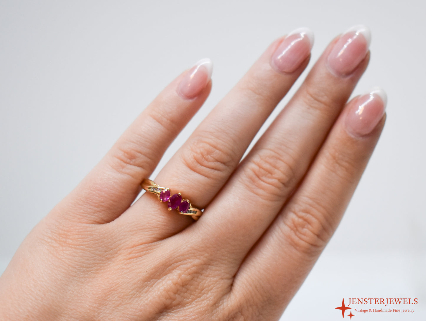 Vintage 14k Yellow Gold Ruby & Diamond Ring – STS Size 7