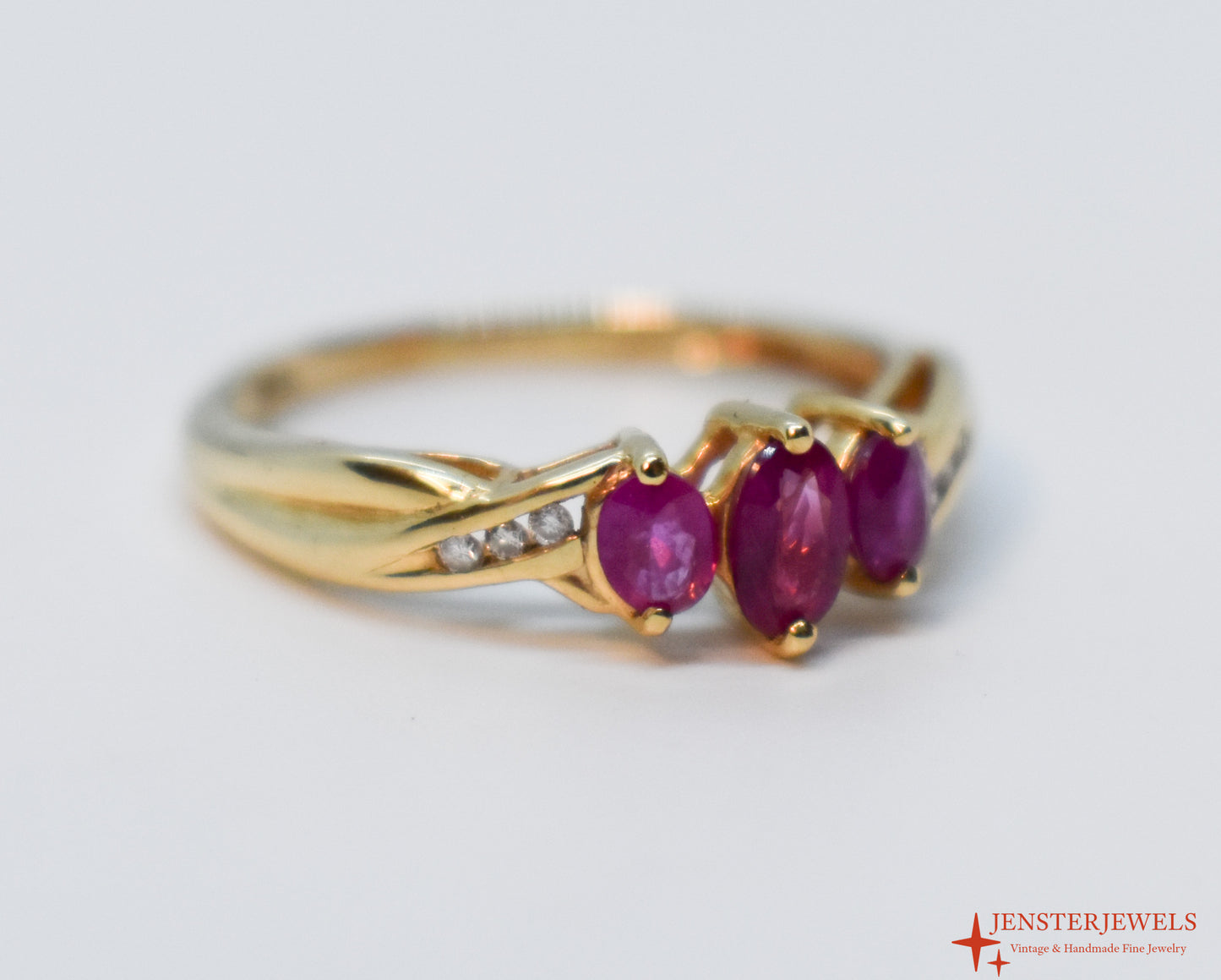 Vintage 14k Yellow Gold Ruby & Diamond Ring – STS Size 7
