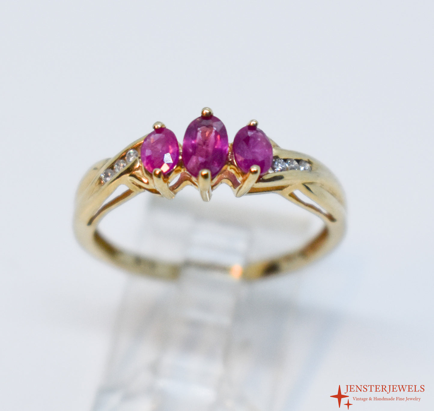 Vintage 14k Yellow Gold Ruby & Diamond Ring – STS Size 7