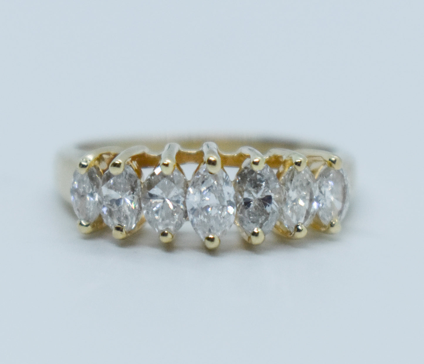 Vintage 14k Yellow Gold Marquise Diamond Band Size 5 3/4