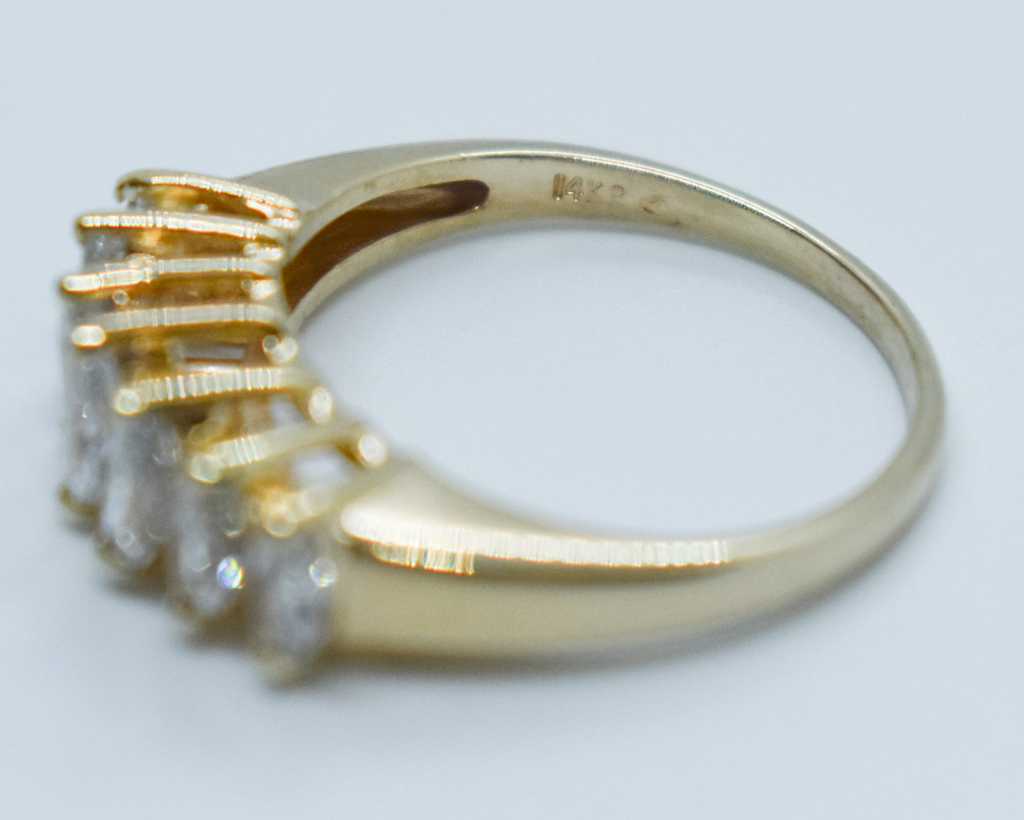 Vintage 14k Yellow Gold Marquise Diamond Band Size 5 3/4