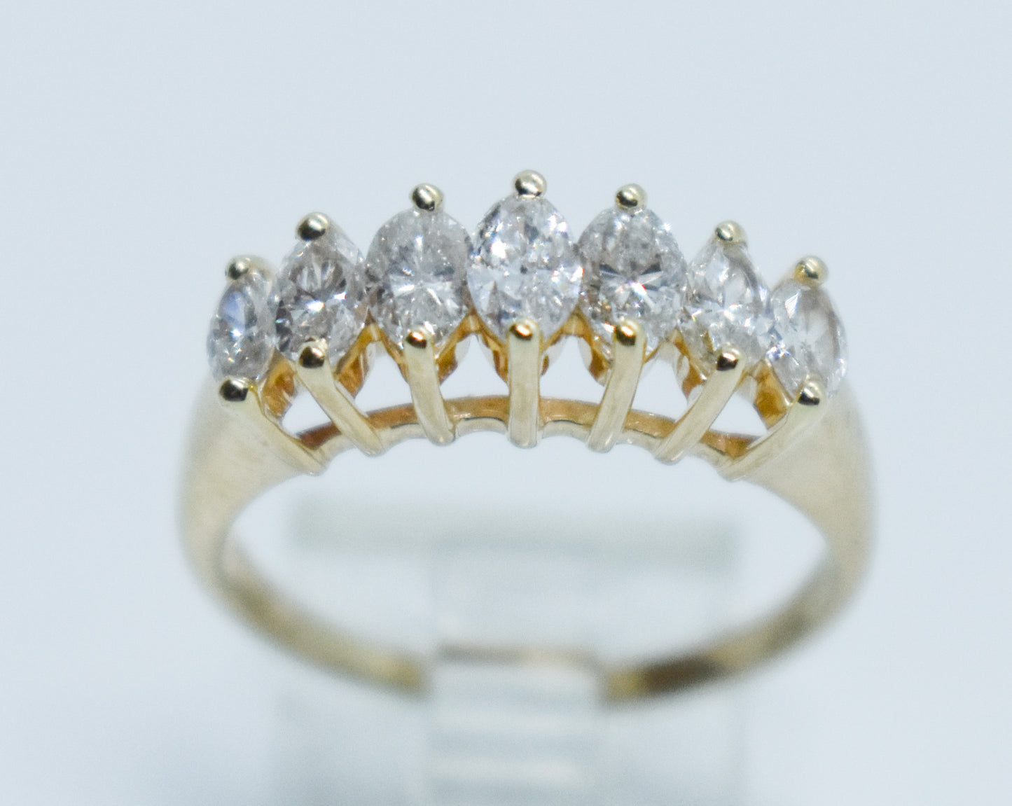 Vintage 14k Yellow Gold Marquise Diamond Band Size 5 3/4