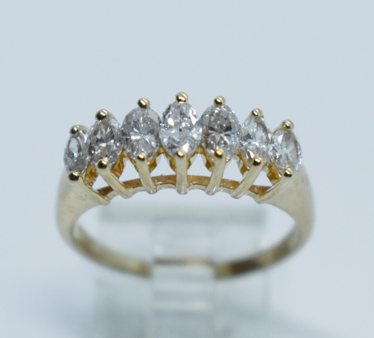 Vintage 14k Yellow Gold Marquise Diamond Band Size 5 3/4